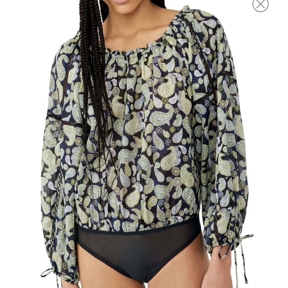 Free People Sundown Paisley Cotton Bodysuit size XS